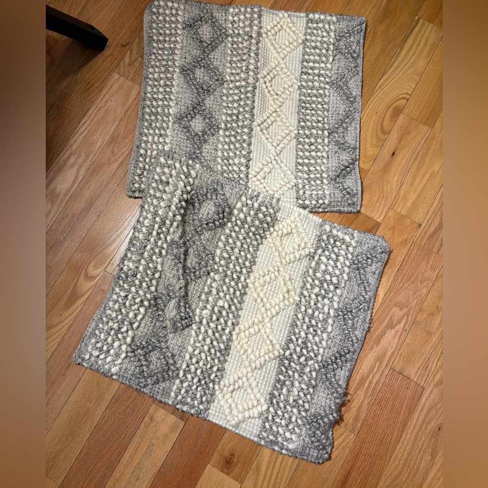 MAGNOLIA HOME by Joanna Gaines JOSLIN Throw Pillow Shams 22” Sq LOLOI Gray/Ivory